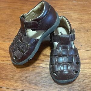 Stride Rite Brown Leather Fisherman Sandals for Kids